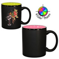 11 Oz. 2 Tone Satin Hilo C-Handle Mug - 4 Color Process (Black/Pink)